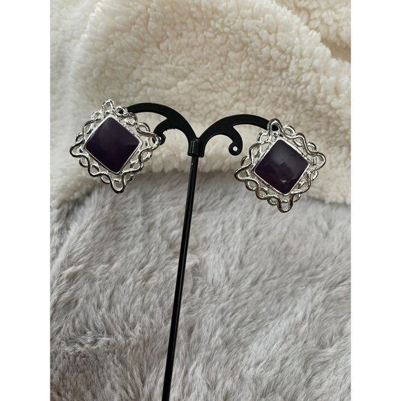 Vintage Square Pierced Earrings - 2 Pairs - Picture 4 of 11